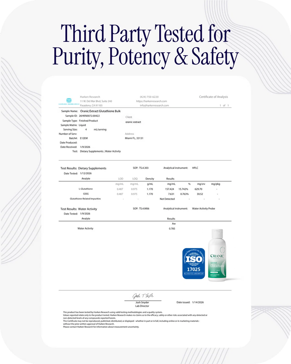 Oranic Extract Liposomal Glutathione